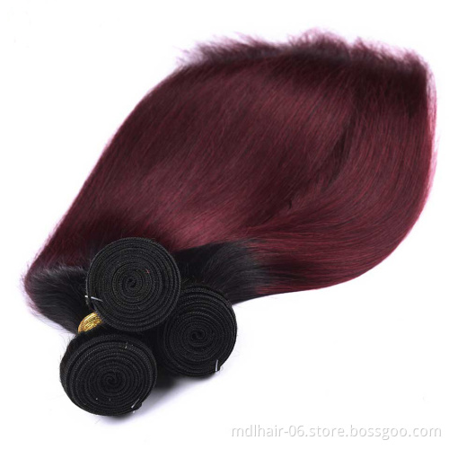 Pre Colored Ombre Human Hair Bundles Wholesale Top Quality Cuticle Aligned Virgin 1b/99j Ombre Brazilian Human Hair Extension